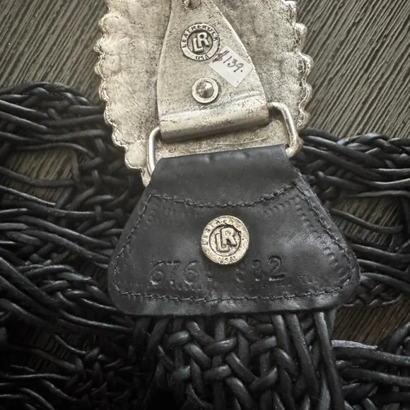 Leatherock Black leather Woven Belt with ornate silver Buckle - Picture 2 of 4